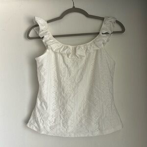 Ruffle Tank Top White Small